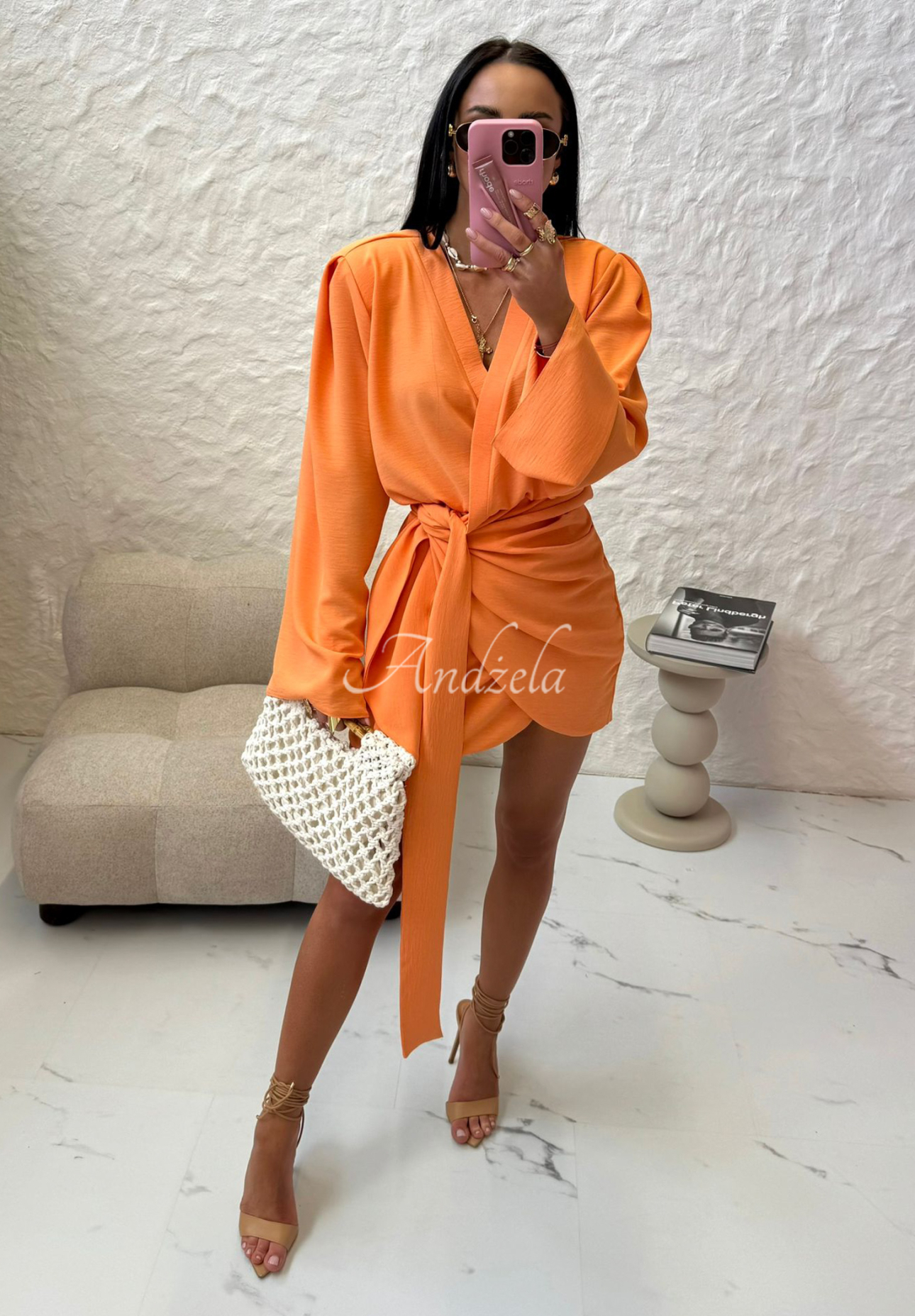 Viskosekleid mit Gürtel La Milla Don&#039;t Waste Time Orange