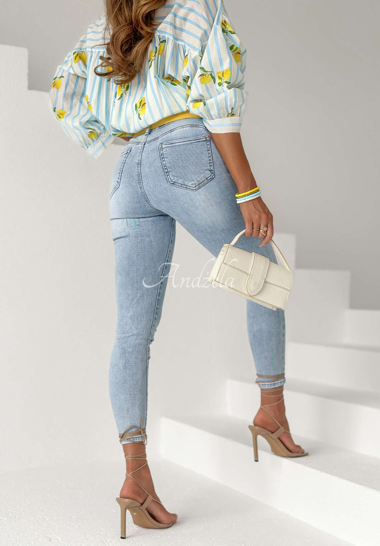 Jeanshose Used To Each Other Hellblau