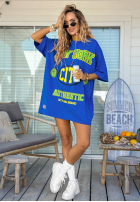 T-Shirt oversize z nadrukiem MC NYC Authentic Kobaltblau