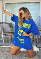 T-Shirt oversize z nadrukiem MC NYC Authentic Kobaltblau