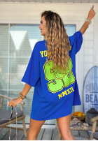 T-Shirt oversize z nadrukiem MC NYC Authentic Kobaltblau