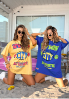 T-Shirt oversize z nadrukiem MC NYC Authentic Bananengelb