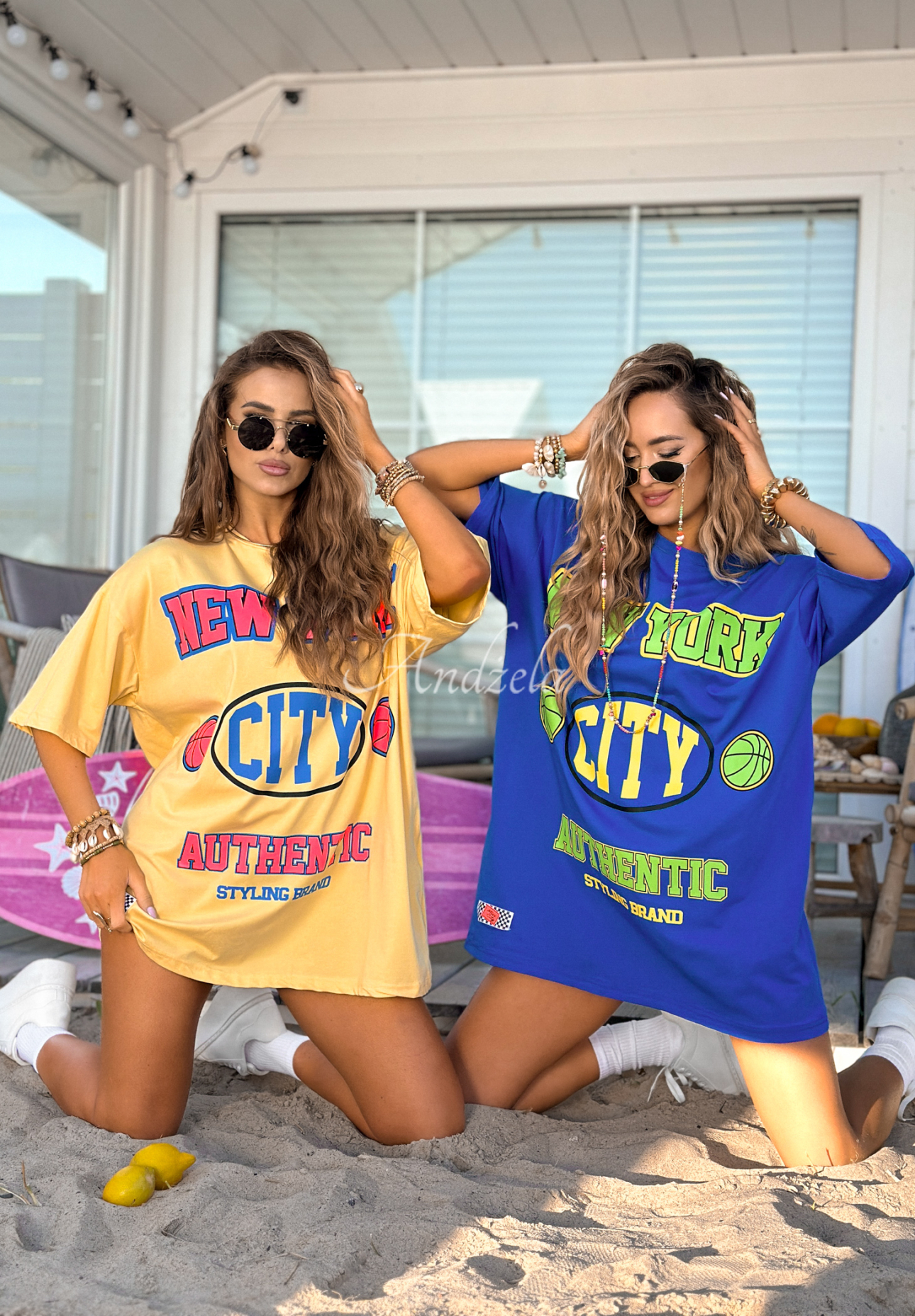 T-Shirt oversize mit Print MC NYC Authentic Bananengelb
