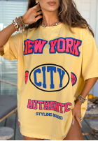T-Shirt oversize z nadrukiem MC NYC Authentic Bananengelb