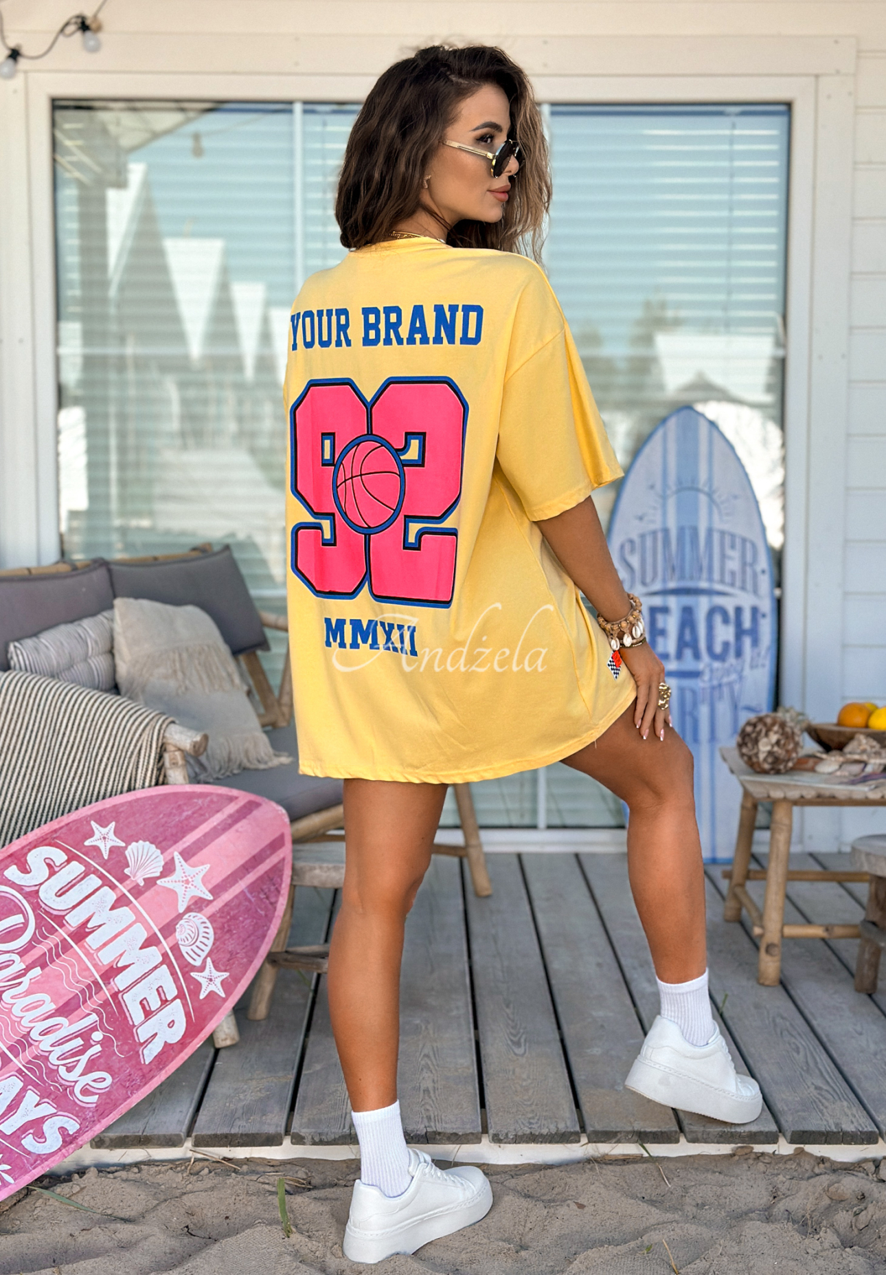 T-Shirt oversize mit Print MC NYC Authentic Bananengelb