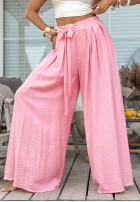 Material Hose wide leg z wiązaniem Wavy Happiness Rosa