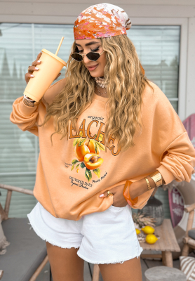 Sweatshirt mit Print Live It Pfirsichfarben