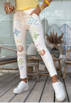 Viskosehose mit Applikationen So Dazzling Ecru