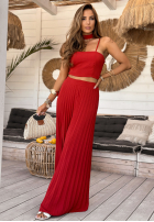 Set Top und plissierte Hose wide leg Beverly Shores Rot