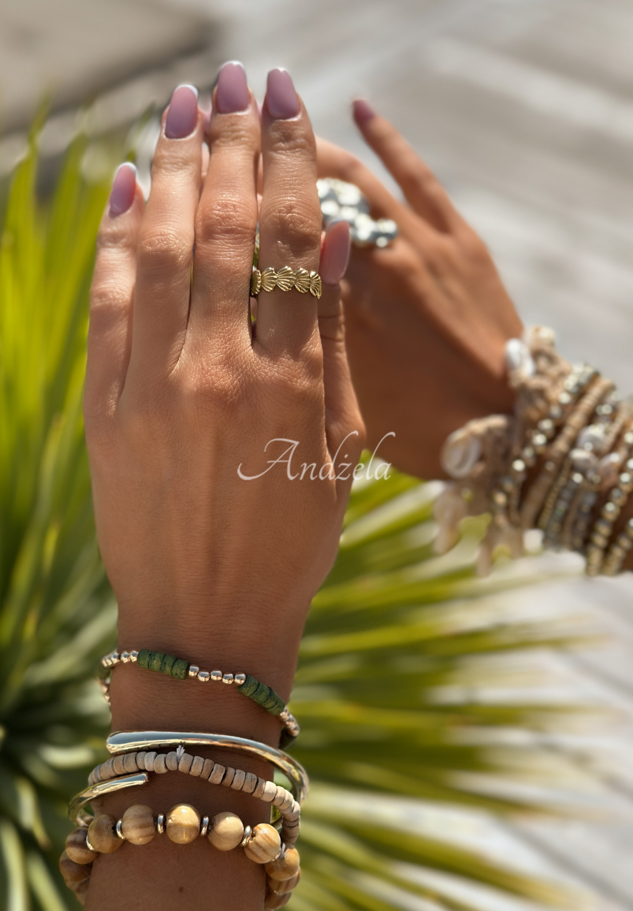 Ring mit Muscheln Lavande Gold