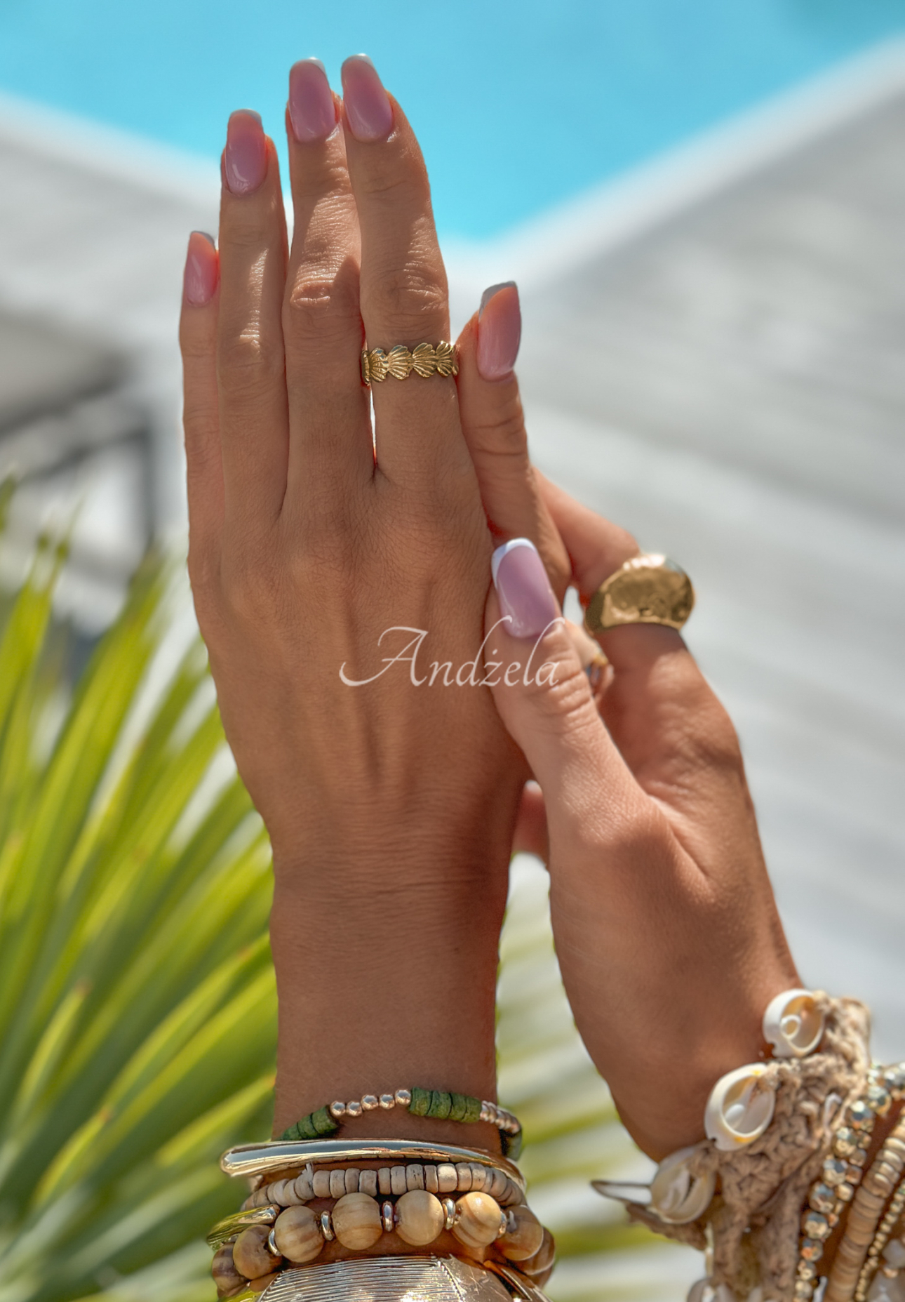 Ring mit Muscheln Lavande Gold