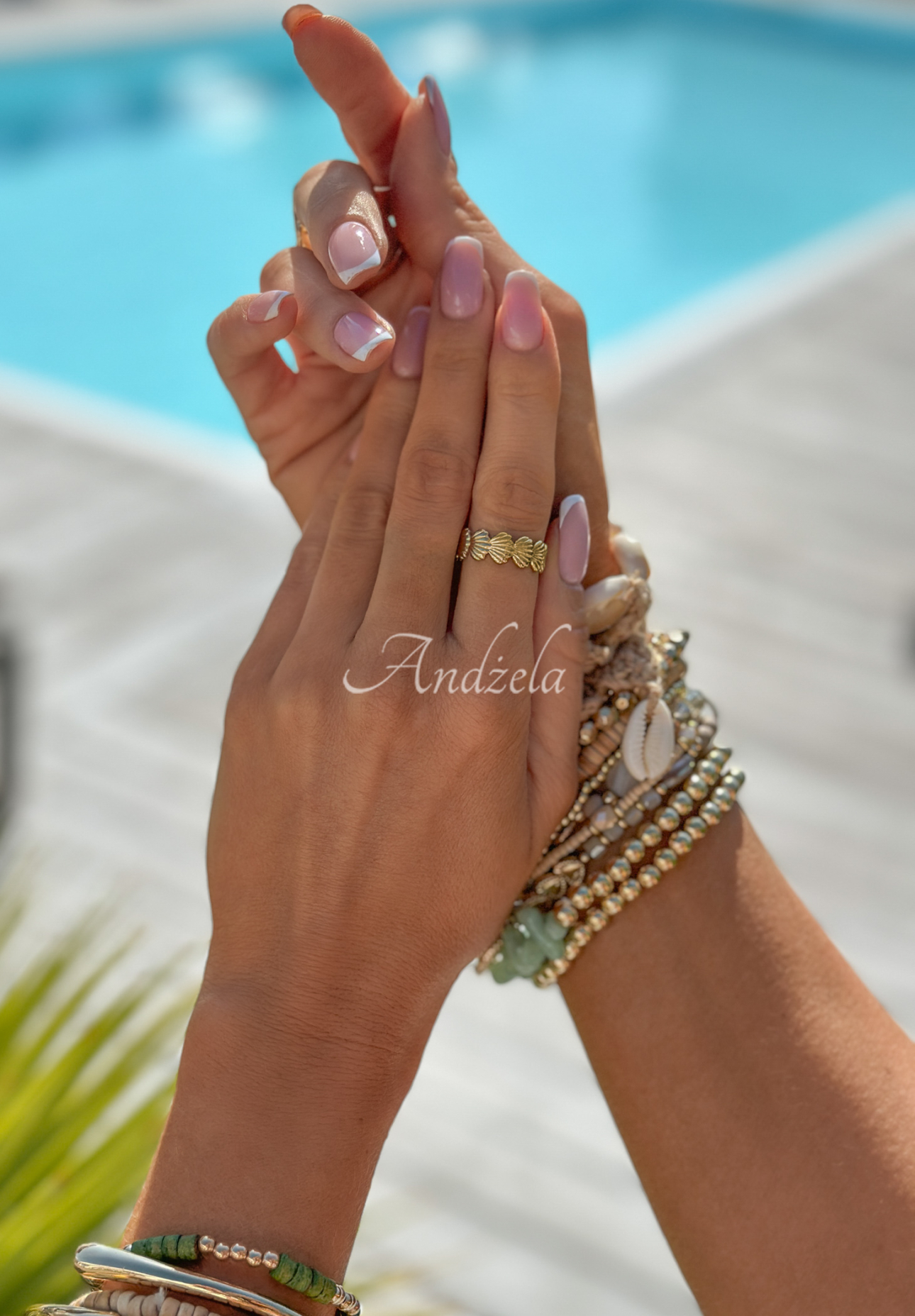 Ring mit Muscheln Lavande Gold