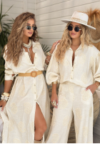 Hemd z haftami boho Prettiest Sunsets Beige