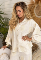 Hemd z haftami boho Prettiest Sunsets Beige