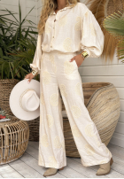Hose z haftami boho Prettiest Sunsets Beige
