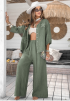 Lniana Bluse z kwiatami Summer Dream Khaki