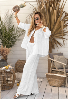 Lniana Bluse z kwiatami Summer Dream Weiß