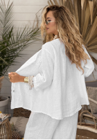 Lniana Bluse z kwiatami Summer Dream Weiß