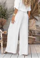 Lniane Hose wide leg My Happy Place Weiß