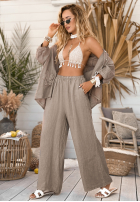 Lniane Hose wide leg My Happy Place Mokkafarben