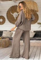 Lniane Hose wide leg My Summer Soul Schokoladenbraun