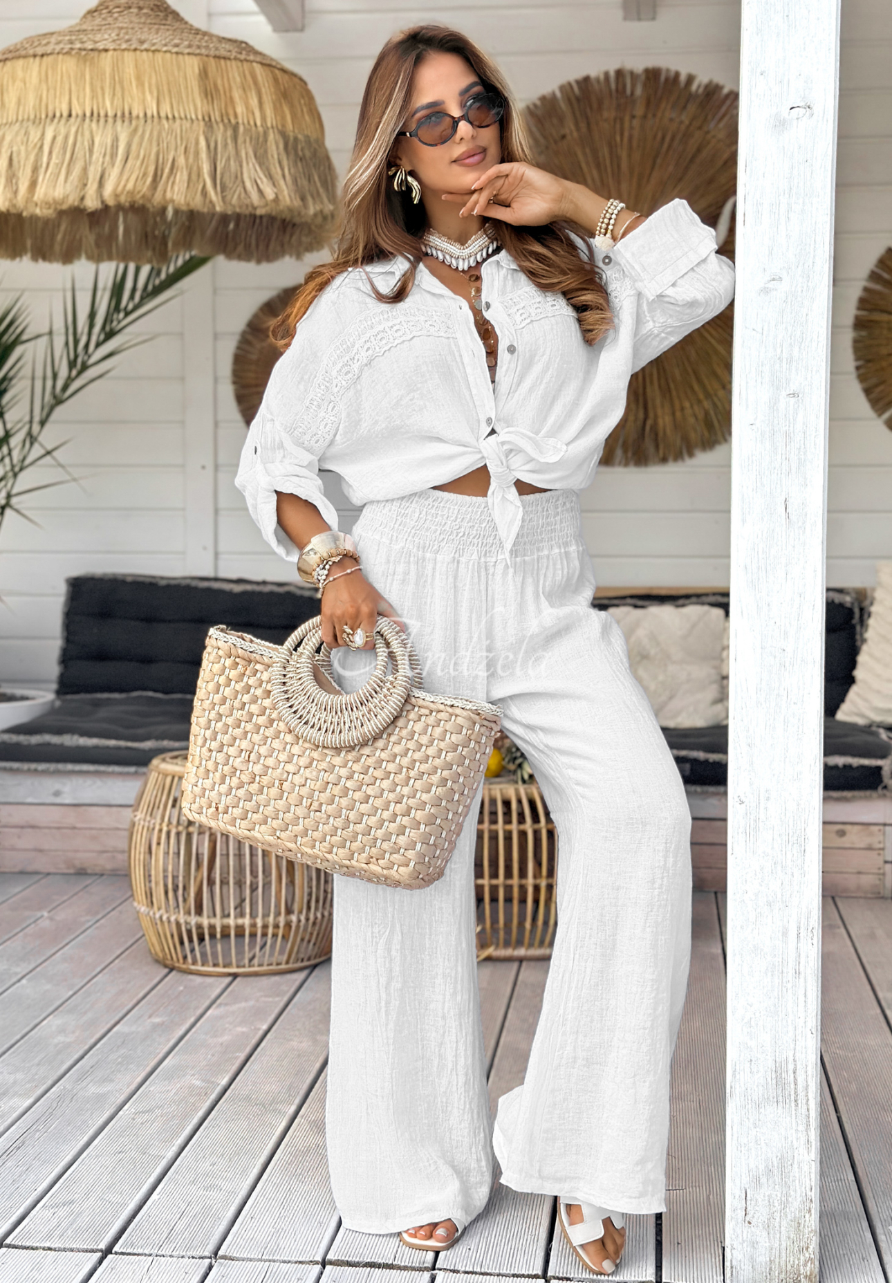 Leinenhose wide leg My Summer Soul Weiß