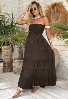 Kleid maxi z falbankami Sunshine Perfection Schokoladenbraun