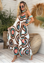 Wzorzysta Kleid na ramiączkach Florida Summer biało-Schokoladenbraun