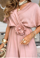 Długi Jumpsuit z różą Roses Forever Puderrosa