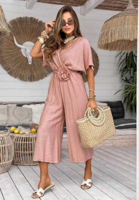 Langer Jumpsuit mit Rose Roses Forever Puderrosa