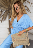 Długi Jumpsuit z różą Roses Forever Himmelblau