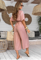 Długi Jumpsuit z różą Roses Forever Puderrosa