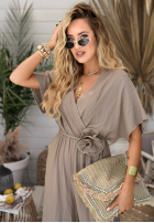 Długi Jumpsuit z różą Roses Forever Beige