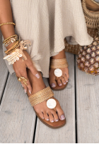 Plecione Pantoletten japonki Beach Vibes Beige