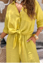 Lniane Hose wide leg My Happy Place Limette