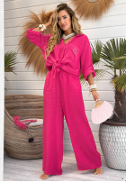 Lniane Hose wide leg My Happy Place Fuchsia