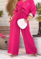 Lniane Hose wide leg My Happy Place Fuchsia