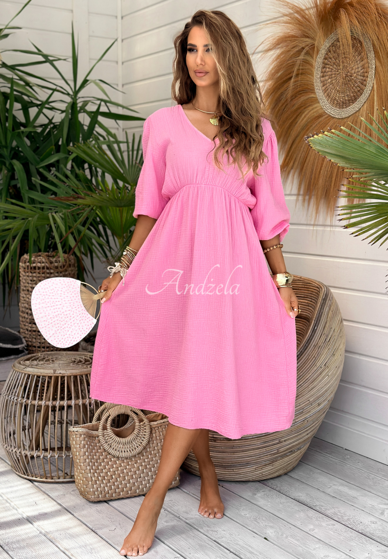 Muslin dress Make Me Happy pink