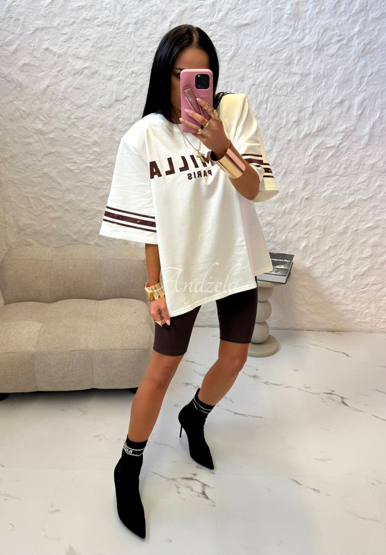T-Shirt mit Print La Milla Love Paris Ecru