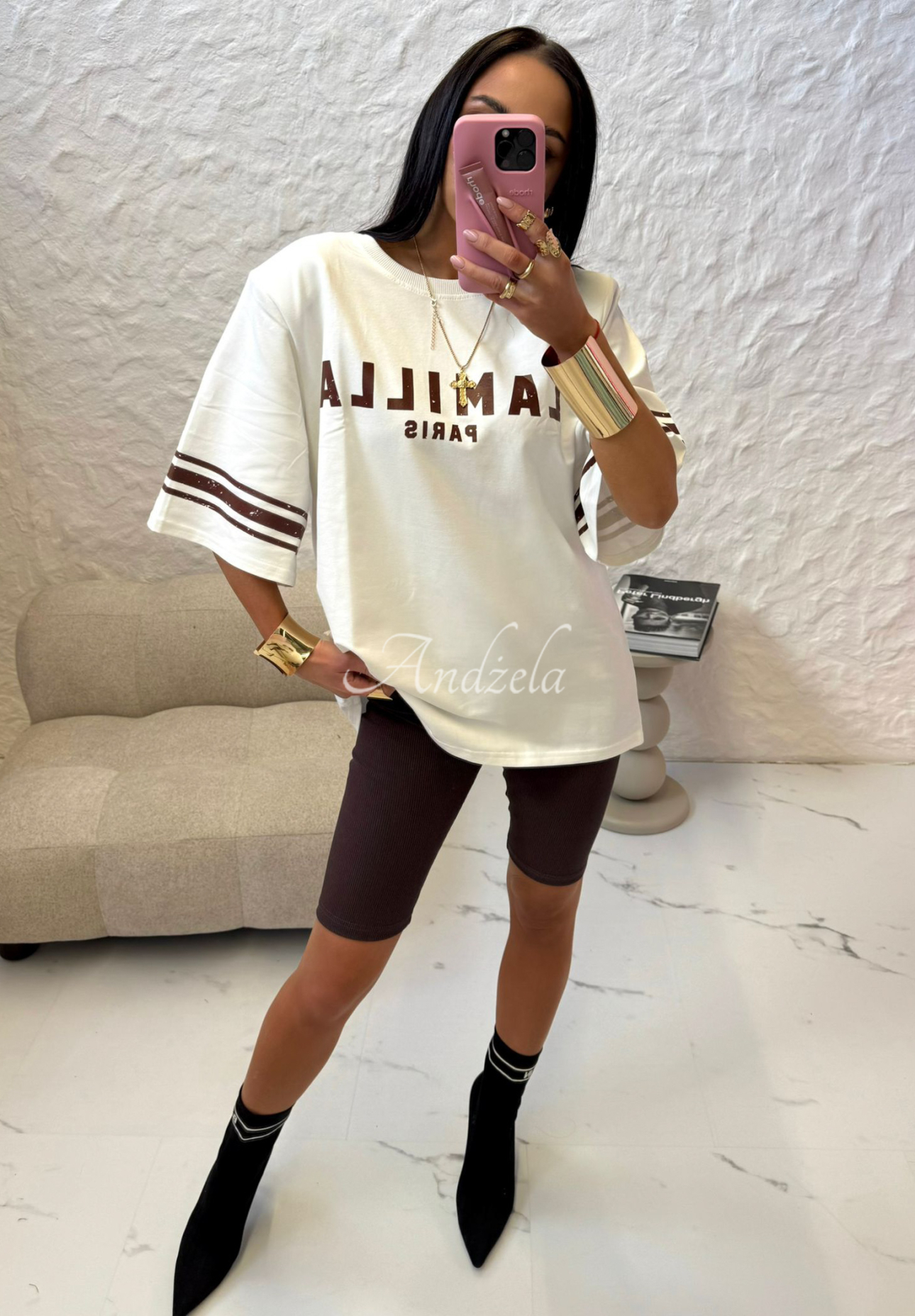 T-Shirt mit Print La Milla Love Paris Ecru
