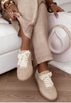 zamszowe Stiefel z kokardką Sweet & Pearly Beige