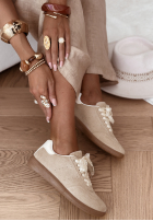 zamszowe Stiefel z kokardką Sweet & Pearly Beige