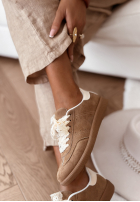 zamszowe Stiefel z kokardką Sweet & Pearly Mokkafarben