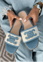 Jeans Pantoletten Beach Walks Blau
