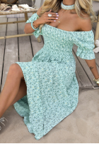 Kleid maxi w kwiaty Beautiful Bloom Himmelblau