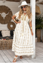 Haftowana Kleid midi boho To The Ocean Ecru