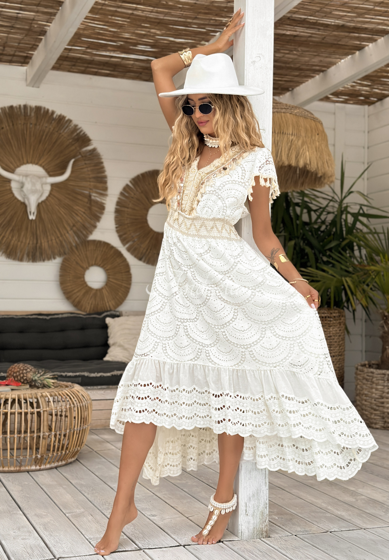 Spitzenkleid boho Sea Breezes Weiß