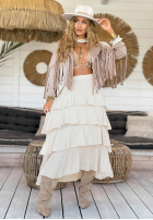 Rock maxi z falbankami Every Twirl Beige