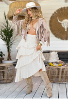 Rock maxi z falbankami Every Twirl Beige
