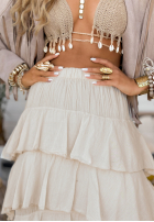 Rock maxi z falbankami Every Twirl Beige